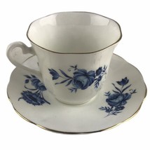 Vintage Elizabethan England Fine Bone China Teacup &amp; Saucer Ser Blue Whi... - €20,41 EUR