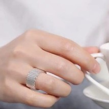925 Sterling Silver Fashion Wide Korean Woven Mesh Ring Size 9 - £22.98 GBP