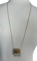 Gold Tone Howlite Pendant Long Necklace 32&quot;-35&quot; Tunic Length - £11.68 GBP