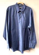 Izod Men&#39;s Long Sleeve Shirt SZ 17 34/35 Medium Blue w Dark Check Has Wear - £9.78 GBP