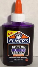 Elmer’s 4 Oz Glue Goes On Purple Dries Clear Washable Non Toxic - $7.49