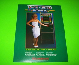 High Speed Bonus 1987 Nos Video Poker Game Flyer Vintage Promo Art - £14.16 GBP