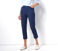 Isaac Mizrahi 24/7 Stretch Crop Pants with Pockets-  NAVY, Petite 12 - £20.47 GBP