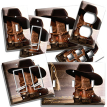 Cowboy Boots And Hat Farm Wood Barn Light Switch Outlet Plate Western Room Decor - £13.34 GBP+