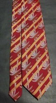 TOMMY BAHAMA MAROON/GOLD STRIPED WITH PALM TREES (59&quot; x 3.75&quot;) SILK NECK... - $17.75