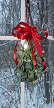 Mistletoe &amp; Bow Christmas Kissing Ball Holiday Decoration Good Luck Created by C - £9.48 GBP