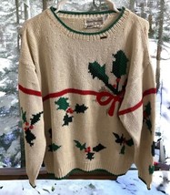 Vtg Marissa Christina Christmas Knitted by Hand Sweater Size Large? Holl... - £51.37 GBP