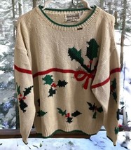 Vtg Marissa Christina Christmas Knitted by Hand Sweater Size Large? Holl... - $64.35