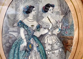 1854 JULES DAVID GRAHAM'S PARIS FASHION MARRIAGE ANTIQUE ENGRAVING  ETCHING - $149.25