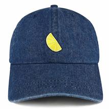 Trendy Apparel Shop Lemon Patch Unstructured Denim Baseball Cap - Dark Blue - £15.68 GBP