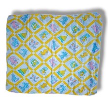 Vintage Carter&#39;s Baby Receiving Blanket Yellow White Argyle Cat Duck Butterfly - $15.95