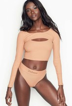 Victoria&#39;s Secret Ribbed Long-Sleeved Crop Top M Cafe Creme BNWT Retail ... - £18.36 GBP