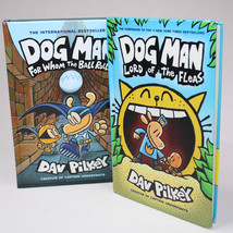 DOG MAN Hardcover Books Set Of 2 By Dav Pilkey Lord Of The Fleas English Copies - £8.41 GBP