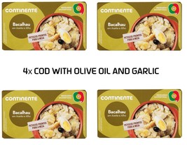 4x Cod Fish in Olive Oil with Garlic cans Portuguese Bacalhau  Morue por... - £13.95 GBP