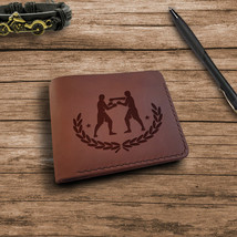 Boxing Gift Personalized Customized Engraved Leather Handmade Mens Wallet - £35.41 GBP
