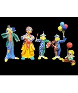 Lot of 5 Hand-Painted Vintage Paper Mache Clowns Made in Mexico - £46.42 GBP