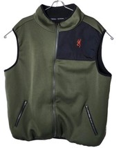 Browning Men 2XL Green Black Outdoor Full Zip Fleece Vest - £54.02 GBP