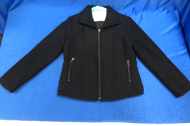 Chico’s Black Full Zip Jacket Women’s Size 1 Textured Quilted Pockets Gr... - $5.93