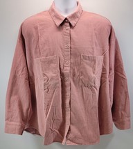 MA) Divided by H&amp;M Women&#39;s Corduroy Button Down Pink Cotton Shirt Large - £11.89 GBP