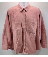 MA) Divided by H&amp;M Women&#39;s Corduroy Button Down Pink Cotton Shirt Large - £11.92 GBP