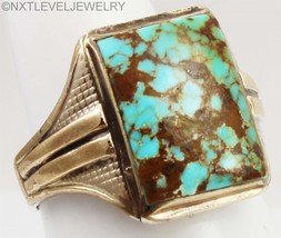 Antique Ostby &amp; Barton VERY RARE #8 Mine Turquoise Silver &amp; 10k Gold Mens Ring - £461.87 GBP