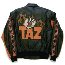 Vintage Assorted Looney Tunes, Tasz, Characters  Bomber Leather Jacket - £218.81 GBP+