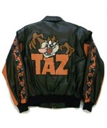 Vintage Assorted Looney Tunes, Tasz, Characters  Bomber Leather Jacket - £215.09 GBP+
