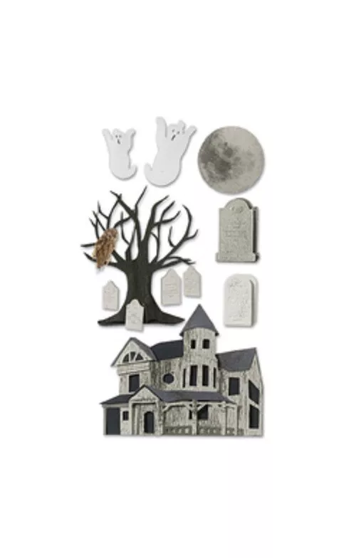 Crafts Stickers 3D Halloween Haunted House Tombstones Ghosts Tree Owl - £11.59 GBP