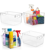 Clear Plastic Storage Bins Pantry Organizers &amp; Cabinet Storage Containers - £44.02 GBP