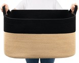 Woven Baskets For Storage, 65L Rectangle Cotton Rope Basket With Handle ... - $48.99