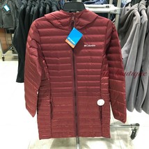 NWT Columbia 1839141-624 Women McKay Lake Hooded 650 Down Long Jacket Red Size M - $124.95