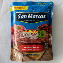 San Marcos Brand REFRIED Pinto Beans w\ Chipotle, 1 Pouch, 15oz (430g) Frijoles - £0.83 GBP