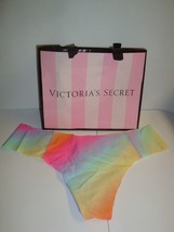New Victoria&#39;s Secret &quot;Pink&quot; Seamless Thong Panty Multi Rainbow Gradient Sz S - £10.27 GBP