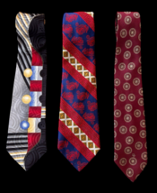 Vintage Tie Lot 80s Dior Andhurst Evan-Picone Abstract Retro Style - $16.00