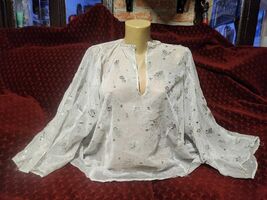 Prizren silk women's blouse, hand woven silk mid century women's blouse ... - $35.00