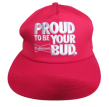 Budweiser Snapback Red Hat Proud to Be Your Bud VTG Cap 1990s Made in US... - $20.73 CAD