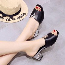 Slippers Women Summer Sandals New Korean Fashion Crystal Thick Heel High Heel Al - £24.85 GBP