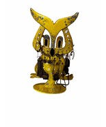 Vintage Owl Earring Holder Yellow Metal Jewelry Stand with earrings 1970s - £17.05 GBP