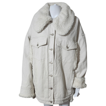 NEW We the Free + Free People Holly Cozy Denim Sherpa Jacket Ivory Overs... - £162.63 GBP