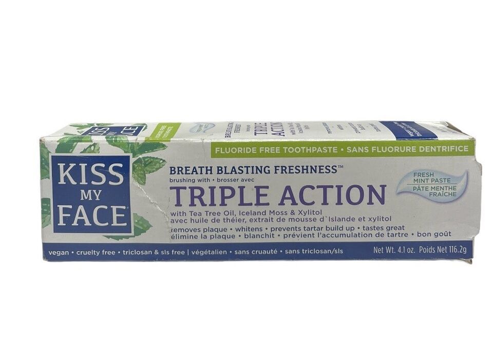 Kiss My Face Triple Action Gel Toothpaste Fresh Mint Fluoride Free 4.1 oz - $19.99