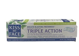 Kiss My Face Triple Action Gel Toothpaste Fresh Mint Fluoride Free 4.1 oz - £15.68 GBP