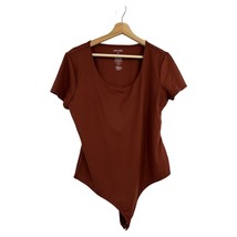 Nine West Short Sleeve Bodysuit XL womens brown clay oeko-tex stretch scoop neck - £13.93 GBP