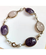 14K Yellow Gold Scarab Bracelet & Pearls 7.5" - $371.25