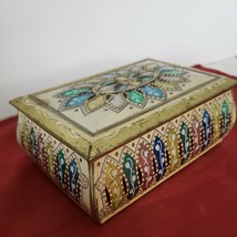 Embossed Tin Box Hinged Container Made In Western Germany whimsical pattern - £20.91 GBP
