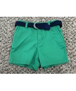Ralph Lauren Shorts Baby Boys 9M Green w Belt Blue Casual Chino Elastic ... - $17.81