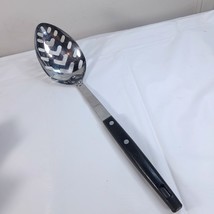 Vintage Household Stainless Steel Serving slotted Spoon brown brown blac... - $13.00