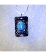 Antique 925 Sterling Silver Necklace with Blue NV. 4ct Turquoise Pendant... - £14.01 GBP