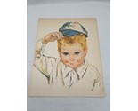 Vintage Little Boy With Baseball Cap Art Print 11&quot; X 14&quot; - £55.98 GBP