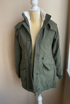 Hollister Womens Jacket with Faux Fur lining sz S Olive Green Hooded - £35.28 GBP