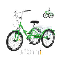 VEVOR Green Folding Adult Tricycle, 24" 7-Speed Trikes, 3 Wheel Cruiser ... - $222.99